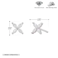 1 Pair 925 Sterling Silver Zircon Flower Ear Studs sku image 10