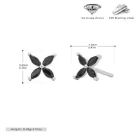 1 Pair 925 Sterling Silver Zircon Flower Ear Studs sku image 5