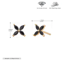 1 Pair 925 Sterling Silver Zircon Flower Ear Studs sku image 6
