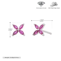 1 Pair 925 Sterling Silver Zircon Flower Ear Studs sku image 8