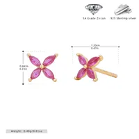 1 Pair 925 Sterling Silver Zircon Flower Ear Studs sku image 4