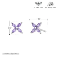 1 Pair 925 Sterling Silver Zircon Flower Ear Studs sku image 3