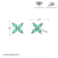 1 Pair 925 Sterling Silver Zircon Flower Ear Studs sku image 7