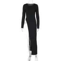 Fashion Street Style Round Neck Long Sleeve Asymmetric Dress Autumn And Winter New Women's Clothing  Style sku image 3