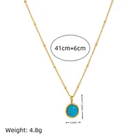 Wholesale Jewelry Simple Style Streetwear Oval 201 Stainless Steel 304 Stainless Steel Natural Stone 18K Gold Plated Inlay Pendant Necklace sku image 1