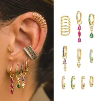 Exaggerated Horse Eye Multi-Diamond Copper-Plated Gold Ear Clip Water Drop Pendant Texture Ear Clip Without Pierced Ears Suit main image 1