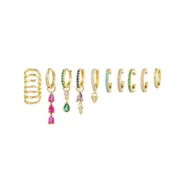 Exaggerated Horse Eye Multi-Diamond Copper-Plated Gold Ear Clip Water Drop Pendant Texture Ear Clip Without Pierced Ears Suit main image 6