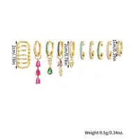 Exaggerated Horse Eye Multi-Diamond Copper-Plated Gold Ear Clip Water Drop Pendant Texture Ear Clip Without Pierced Ears Suit main image 2