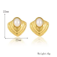 1 Pair Elegant Retro Commute Geometric Oil Pressure 304 Stainless Steel 18K Gold Plated Ear Studs main image 2