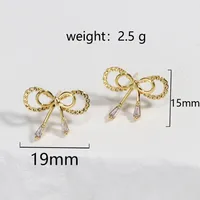 1 Pair Sweet Simple Style Bow Knot Copper Gold Plated Ear Studs main image 2