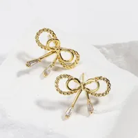 1 Pair Sweet Simple Style Bow Knot Copper Gold Plated Ear Studs main image 4
