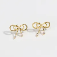 1 Pair Sweet Simple Style Bow Knot Copper Gold Plated Ear Studs main image 6