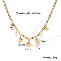 Wholesale Jewelry Retro Vacation Beach Dolphin Hippocampus Shell 304 Stainless Steel Multi Charms Necklace main image 6