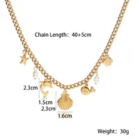 Wholesale Jewelry Retro Vacation Beach Dolphin Hippocampus Shell 304 Stainless Steel Multi Charms Necklace main image 2