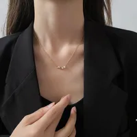 Wholesale Jewelry IG Style Star 304 Stainless Steel Artificial Pearls Moissanite 18K Gold Plated Inlay Necklace main image 3