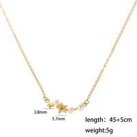 Wholesale Jewelry IG Style Star 304 Stainless Steel Artificial Pearls Moissanite 18K Gold Plated Inlay Necklace sku image 1