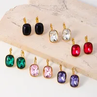 1 Pair IG Style Geometric 304 Stainless Steel Zircon 18K Gold Plated Earrings main image 1