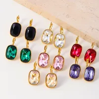 1 Pair IG Style Geometric 304 Stainless Steel Zircon 18K Gold Plated Earrings main image 2