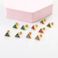 1 Pair Simple Style Triangle 304 Stainless Steel Zircon 18K Gold Plated Earrings main image 1