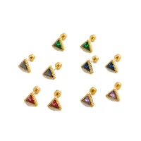 1 Pair Simple Style Triangle 304 Stainless Steel Zircon 18K Gold Plated Earrings main image 3