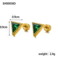 1 Pair Simple Style Triangle 304 Stainless Steel Zircon 18K Gold Plated Earrings sku image 5