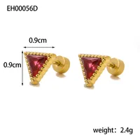 1 Pair Simple Style Triangle 304 Stainless Steel Zircon 18K Gold Plated Earrings main image 5
