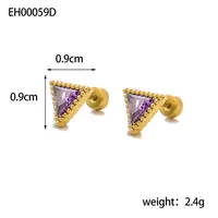 1 Pair Simple Style Triangle 304 Stainless Steel Zircon 18K Gold Plated Earrings sku image 4