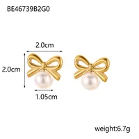1 Pair Simple Style Bow Knot 304 Stainless Steel 18K Gold Plated Earrings sku image 8