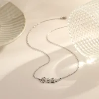 Wholesale Jewelry Casual Leaf 304 Stainless Steel Zircon Inlay Necklace main image 1