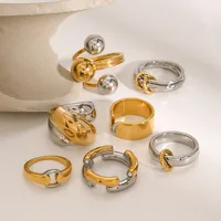 Elegant Lady Geometric 304 Stainless Steel Mixed Metal Plating Women's Rings main image 3