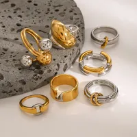 Elegant Lady Geometric 304 Stainless Steel Mixed Metal Plating Women's Rings main image 4
