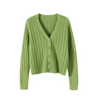Internet Popular Long Sleeve V-Neck Sweater Knitted Sweater  Autumn And Winter Short Outer Loose Cardigan Jacket Women's Thin Jacket main image 2