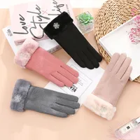 Wholesale And Retail German Velvet Gloves Korean Version Of Wool Mouth Thickened Warm Gloves Outdoor Riding Ladies Plus Velvet Gloves Wool Mouth sku image 5