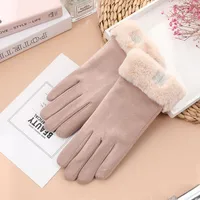 Wholesale And Retail German Velvet Gloves Korean Version Of Wool Mouth Thickened Warm Gloves Outdoor Riding Ladies Plus Velvet Gloves Wool Mouth sku image 3