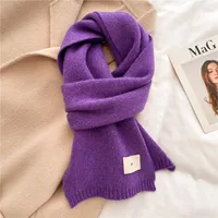 Knitted Scarf Pure Color All-Matching Autumn And Winter Warm Scarf Long Student Scarf Candy Color Bright Basic Korean Style sku image 4