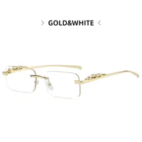 Cheetah Decoration Sunglasses  New Frameless Square Retro Leopard Metal Sunglasses sku image 2