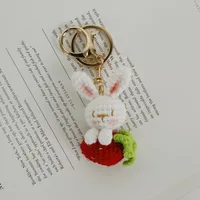 Cute Rabbit Strawberry Yarn Braid Keychain sku image 1