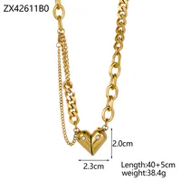 Wholesale Jewelry Simple Style Heart Shape 304 Stainless Steel 18K Gold Plated Pendant Necklace main image 6