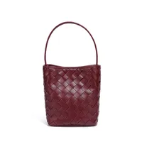 Women's Pu Leather Solid Color Basic Weave Bucket Magnetic Buckle Crossbody Bag main image 4