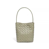 Women's Pu Leather Solid Color Basic Weave Bucket Magnetic Buckle Crossbody Bag sku image 2