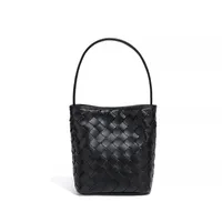 Women's Pu Leather Solid Color Basic Weave Bucket Magnetic Buckle Crossbody Bag sku image 3