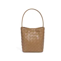 Women's Pu Leather Solid Color Basic Weave Bucket Magnetic Buckle Crossbody Bag sku image 4