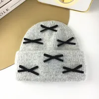 Women's Cute Classic Style Solid Color Bow Knot Eaveless Wool Cap sku image 4