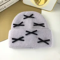 Women's Cute Classic Style Solid Color Bow Knot Eaveless Wool Cap sku image 6