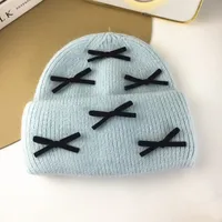Women's Cute Classic Style Solid Color Bow Knot Eaveless Wool Cap sku image 2