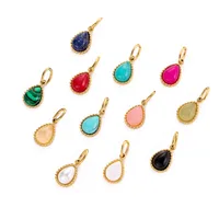 1 Piece 8*13mm 304 Stainless Steel Natural Stone Water Droplets Pendant Jewelry Accessories main image 1