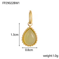 1 Piece 8*13mm 304 Stainless Steel Natural Stone Water Droplets Pendant Jewelry Accessories sku image 4