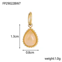 1 Piece 8*13mm 304 Stainless Steel Natural Stone Water Droplets Pendant Jewelry Accessories sku image 2
