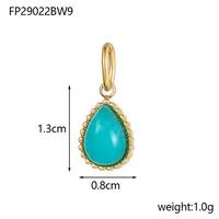 1 Piece 8*13mm 304 Stainless Steel Natural Stone Water Droplets Pendant Jewelry Accessories sku image 10