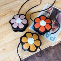 Kid'S Pu Leather Flower Cute Round Zipper Crossbody Bag main image 1